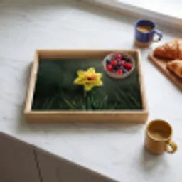 Bloem - Narcis - Gras - Geel Dienblad Rechthoek middel -sfeer2