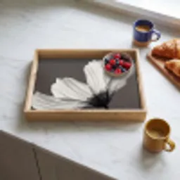 Bloem - Minimalistisch - Zwart - Wit Dienblad Rechthoek middel -sfeer2