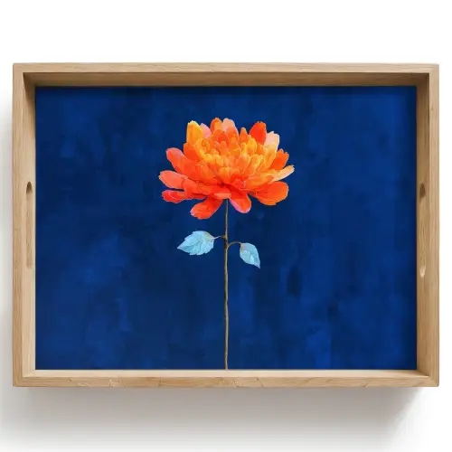 Bloem - Oranje - Bladeren Dienblad Rechthoek middel -z3d_shopping
