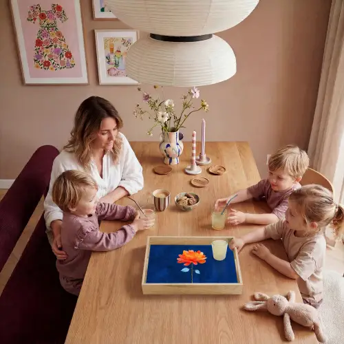Bloem - Oranje - Bladeren Dienblad Rechthoek middel -sfeer4