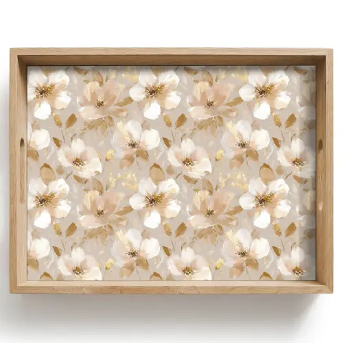 Bloemen - artistiek - Goud Dienblad Rechthoek middel 911 -z3d_shopping