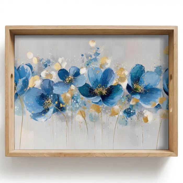 Bloemen - Blauw - Abstract Dienblad Rechthoek middel -z3d_shopping