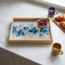 Bloemen - Blauw - Abstract Dienblad Rechthoek middel -sfeer2
