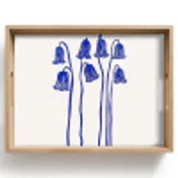 Bloemen - Blauw - Lijnen - Bloemblaadjes Dienblad Rechthoek middel -z3d_shopping