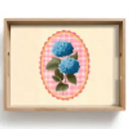 Bloemen - Blauw - Lijst - Bladeren Dienblad Rechthoek middel -z3d_shopping