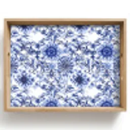 Bloemen - Blauw - Patroon - Wit Dienblad Rechthoek middel 911 -z3d_shopping