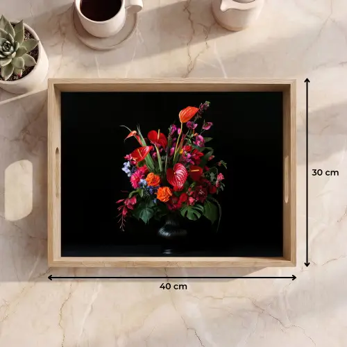 Bloemen - Boeket - Sierlijk Dienblad Rechthoek middel -USP_Formaat