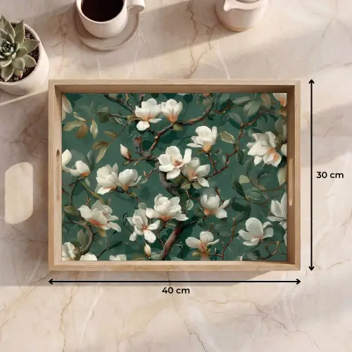 Bloemen - Takken - Wit - Klassiek Dienblad Rechthoek middel -USP_Formaat