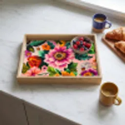 Bloemen - Kleurrijk - Roze Dienblad Rechthoek middel -sfeer2