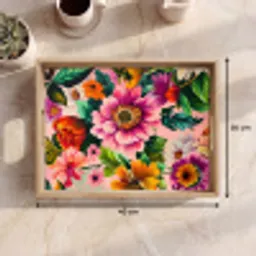 Bloemen - Kleurrijk - Roze Dienblad Rechthoek middel -USP_Formaat
