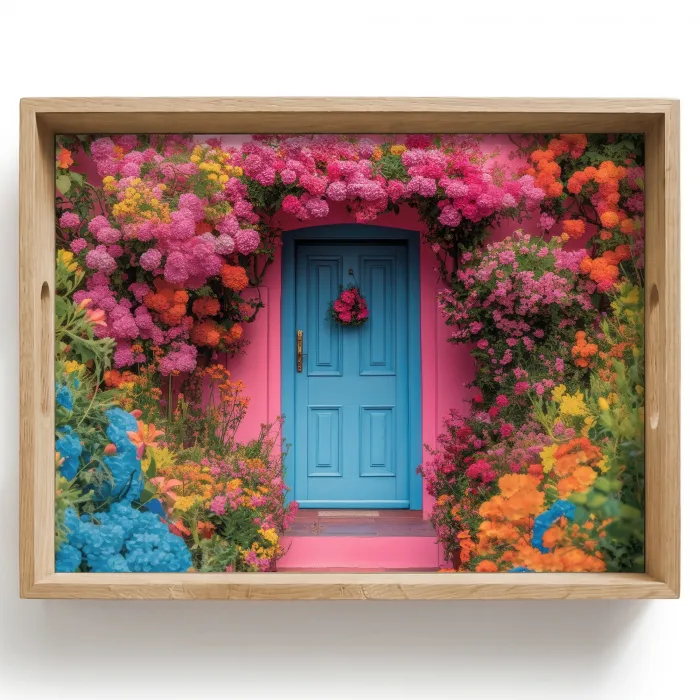 Bloemen - Deur - Roze Dienblad Rechthoek middel -z3d_shopping