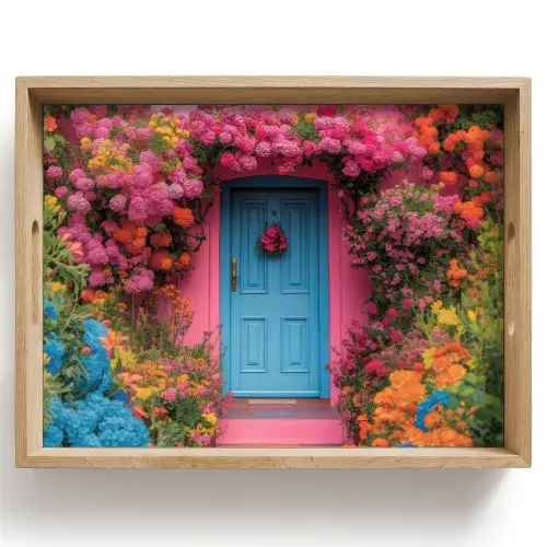Bloemen - Deur - Roze Dienblad Rechthoek middel -z3d_shopping