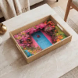 Bloemen - Deur - Roze Dienblad Rechthoek middel -sfeer1