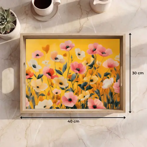 Bloemen - Veld - Geel Dienblad Rechthoek middel -USP_Formaat