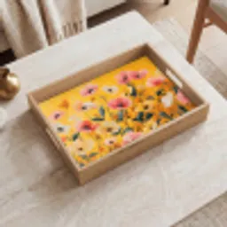Bloemen - Veld - Geel Dienblad Rechthoek middel -sfeer1