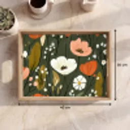 Bloemen - Illustratie - Groen Dienblad Rechthoek middel -USP_Formaat