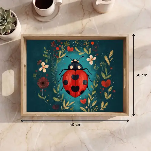 Bloemen - Lieveheersbeestje - Hartje - Rood Dienblad Rechthoek middel -USP_Formaat
