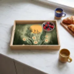 Bloemen - Bladeren - Zon - Groen Dienblad Rechthoek middel -sfeer2