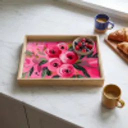 Bloemen - Verf - Roze Dienblad Rechthoek middel -sfeer2
