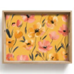 Bloemen - Geschilderd - Geel Dienblad Rechthoek middel -z3d_shopping