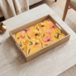 Bloemen - Geschilderd - Geel Dienblad Rechthoek middel -sfeer1