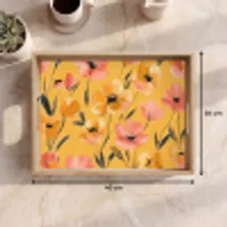 Bloemen - Geschilderd - Geel Dienblad Rechthoek middel -USP_Formaat