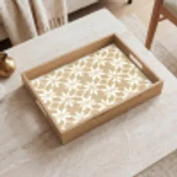 Bloemen - Patroon - Beige Dienblad Rechthoek middel 911 -sfeer1