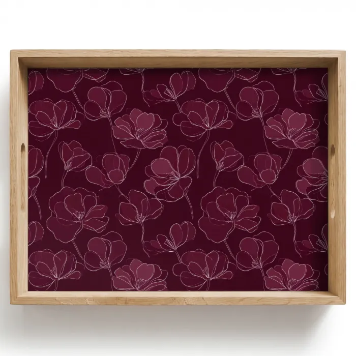 Bloemen - Patroon - Bordeauxrood Dienblad Rechthoek middel 911 -z3d_shopping