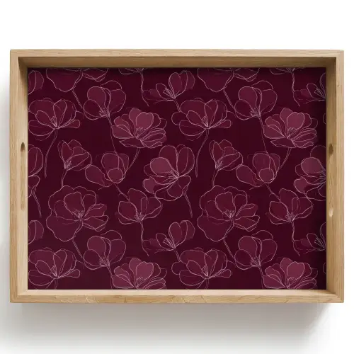 Bloemen - Patroon - Bordeauxrood Dienblad Rechthoek middel 911 -z3d_shopping