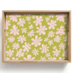Bloemen - Roze - Getekend - Patroon Dienblad Rechthoek middel -z3d_shopping