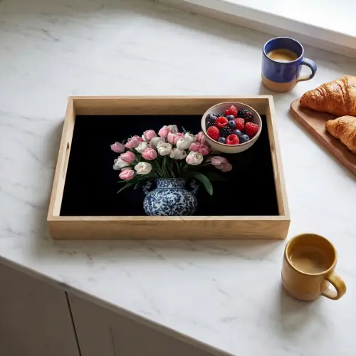 Bloemen - Roze - Tulpen - Vaas Dienblad Rechthoek middel -sfeer2