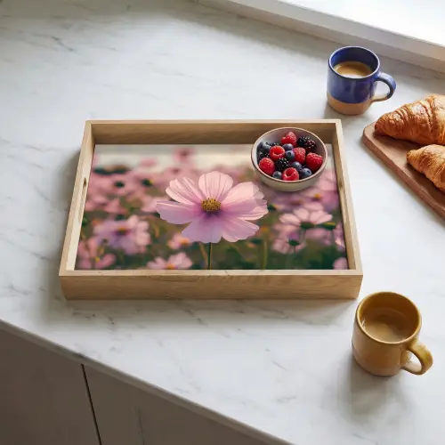 Bloemen - Paars - Wazig Dienblad Rechthoek middel -sfeer2