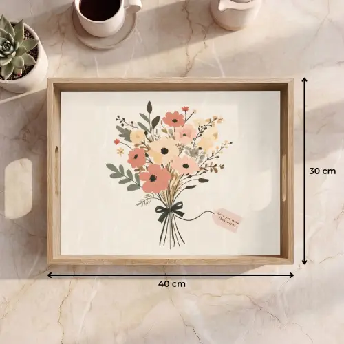 Bloemen - Quote - Beige - Lint Dienblad Rechthoek middel -USP_Formaat