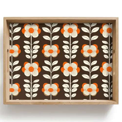 Bloemen - Retro - Bruin Dienblad Rechthoek middel 911 -z3d_shopping