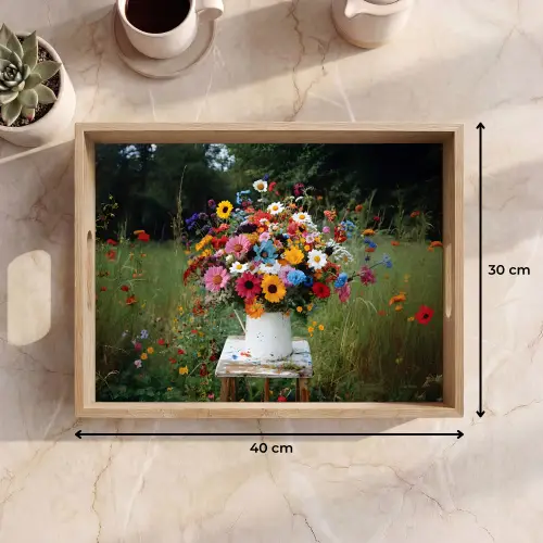 Bloemen - Krukje - Gieter - Veld Dienblad Rechthoek middel -USP_Formaat