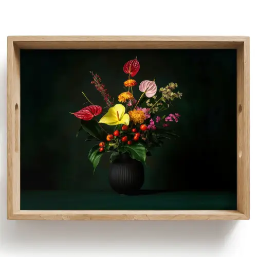 Bloemen - Vaas - Zwart Dienblad Rechthoek middel -z3d_shopping