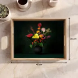 Bloemen - Vaas - Zwart Dienblad Rechthoek middel -USP_Formaat