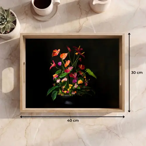 Bloemen - Vaas - Kleurrijk Dienblad Rechthoek middel -USP_Formaat