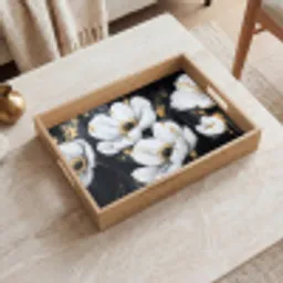 Bloemen - Wit - Abstract Dienblad Rechthoek middel -sfeer1