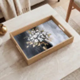 Bloemen - Wit - Vaas - Abstract Dienblad Rechthoek middel -sfeer1