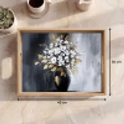 Bloemen - Wit - Vaas - Abstract Dienblad Rechthoek middel -USP_Formaat