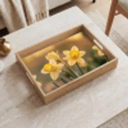 Bloemen - Geel - Wazig Dienblad Rechthoek middel -sfeer1