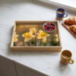 Bloemen - Geel - Wazig Dienblad Rechthoek middel -sfeer2