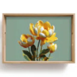 Bloemen - Geel - Bladeren - Structuur Dienblad Rechthoek middel -z3d_shopping