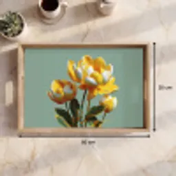 Bloemen - Geel - Bladeren - Structuur Dienblad Rechthoek middel -USP_Formaat