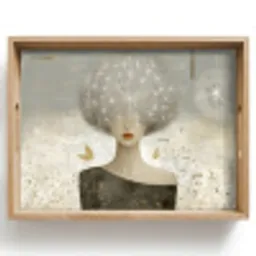 Pluis - Vrouw - Beige Dienblad Rechthoek middel -z3d_shopping