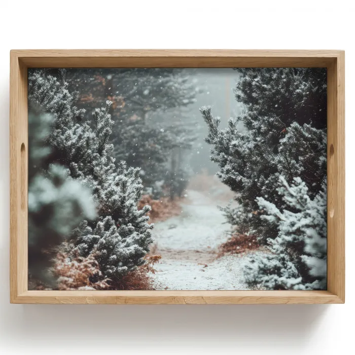 Bos - Winter - Bomen - Natuur - Pad - Sneeuw Dienblad Rechthoek middel -z3d_shopping