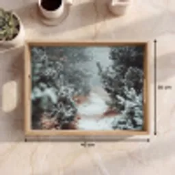 Bos - Winter - Bomen - Natuur - Pad - Sneeuw Dienblad Rechthoek middel -USP_Formaat