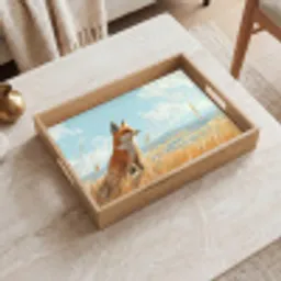 Vos - Gras - Wolken - Oranje Dienblad Rechthoek middel -sfeer1