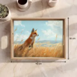 Vos - Gras - Wolken - Oranje Dienblad Rechthoek middel -USP_Formaat
